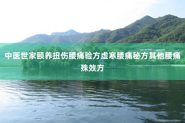 中医世家颐养扭伤腰痛验方虚寒腰痛秘方其他腰痛殊效方