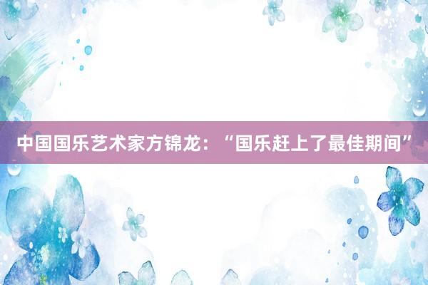 中国国乐艺术家方锦龙：“国乐赶上了最佳期间”